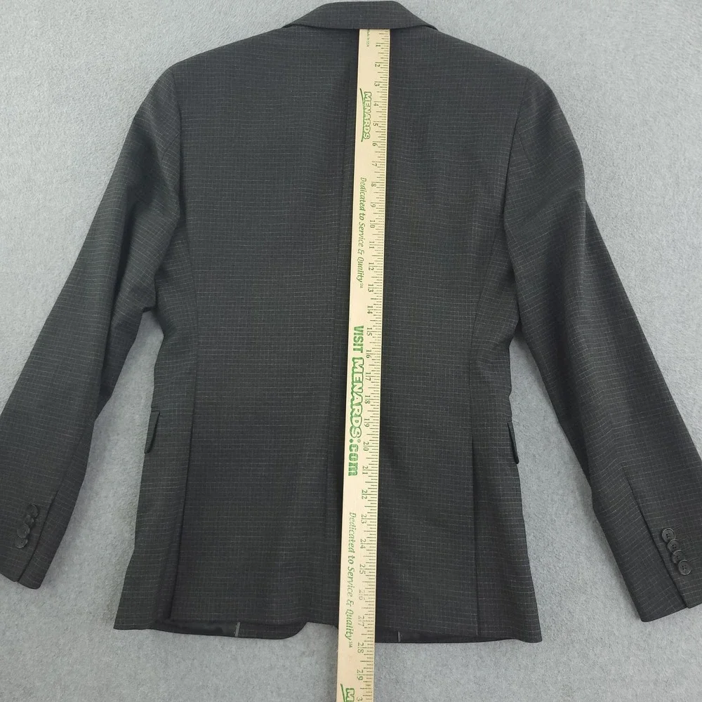 Banana Republic Suit Jacket Mens 36 Gray Check Extra Slim Fit Stretch Blazer